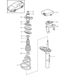 Jambe de suspension / amortisseur 997.2 Carerra 2009-12