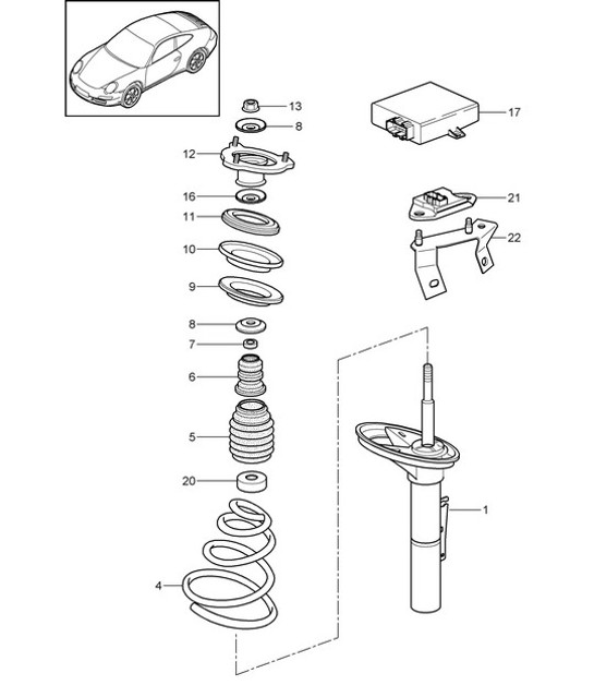 Diagram 402-001 Porsche Cayman 987C/981C (2005-2016) Front Axle, Steering