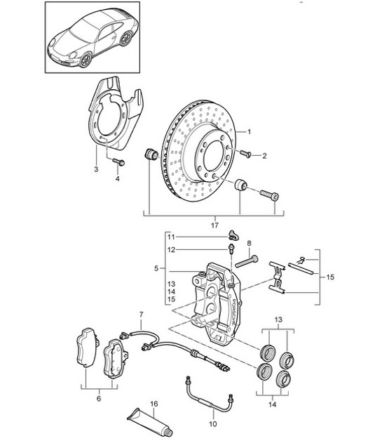 Diagram 602-002 Porsche 356 (1950-1965) Wheels, Brakes
