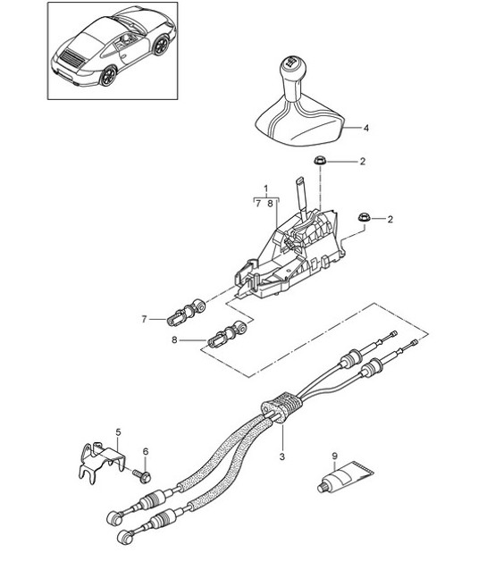 Diagram 701-000 Porsche Cayenne S 4.5L V8 2003>> Hand Lever System, Pedal Cluster 