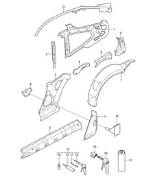 Parte lateral interior - COUPE / TARGA - 997.2 Carrera 2009-12 Parte lateral interior - COUPE / TARGA - 997.2 Carrera 2009-12