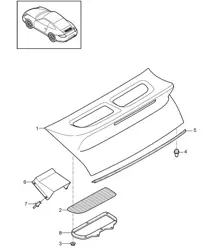 Couvercle de spoiler - ARRIÈRE, PR:756 - 997.2 Carrera 2009-12