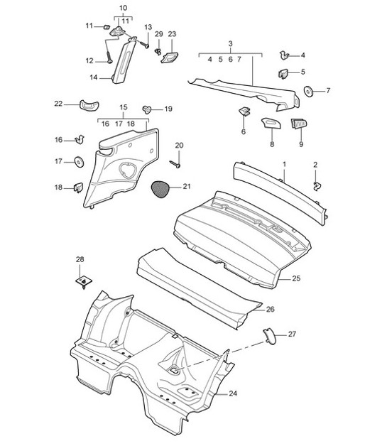 Diagram 807-005 Porsche Boxster 986/987/981 (1997-2016) Body