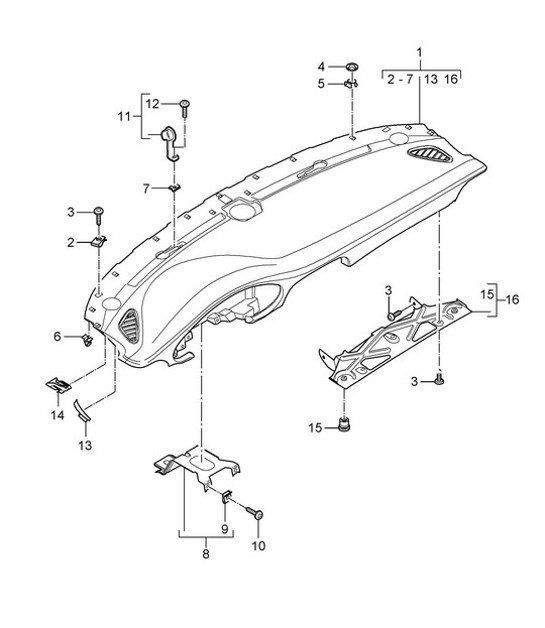 Diagram 807-025 Porsche Cayman S 3.4L 987C 2005-08 Body