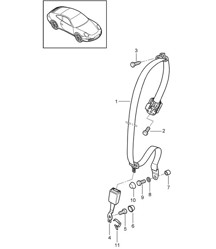 Cintura di sicurezza posteriore - COUPE - 997.2 Carrera 2009-12 Cintura di sicurezza posteriore - COUPE - 997.2 Carrera 2009-12