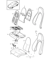 Schaumstoffteil / Bezug / Standardsitz / Komfortsitz 997.2 Carrera 2009-12