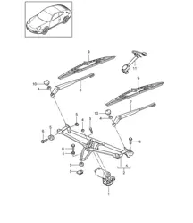 Scheibenwischanlage, kompl. / Regensensor 997.2 Carrera 2009-12