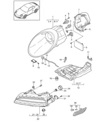 Scheinwerfer / Zusatzscheinwerfer / Seitenmarkierungsleuchte / Blinker-Repeater - PR:601 - 997.2 Carrera 2009-12