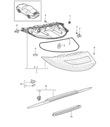 Feu arrière / Éclairage de plaque d'immatriculation / Feu stop supplémentaire 997.2 Carrera 2009-12