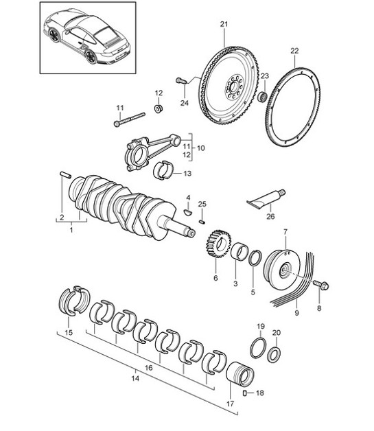 Diagram 102-002 Porsche Cayenne 9PA1 (957) 2007-2010 Engine