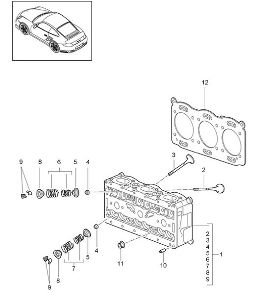 Diagram 103-002 Porsche Cayman S 3.4L 987C 2005-08 Engine