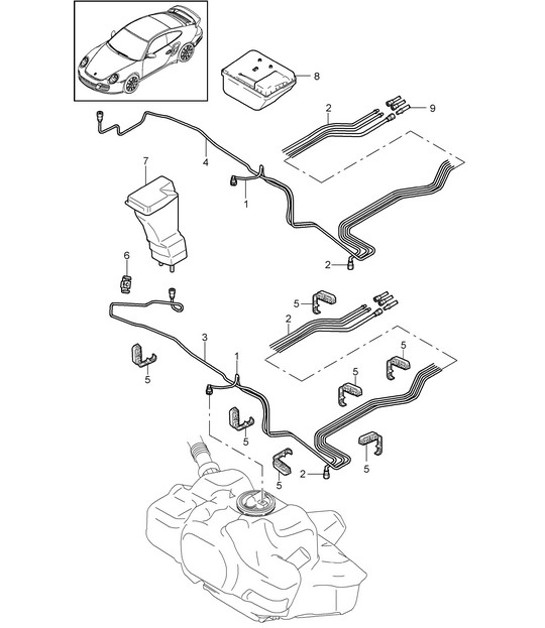 Diagram 201-007 Porsche Cayenne S V8 4.8L Petrol 400HP Fuel System, Exhaust System