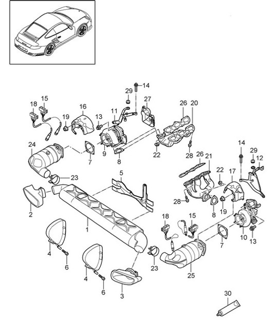 Diagram 202-000 Porsche Cayenne Turbo S 4.5L 2006>> Fuel System, Exhaust System