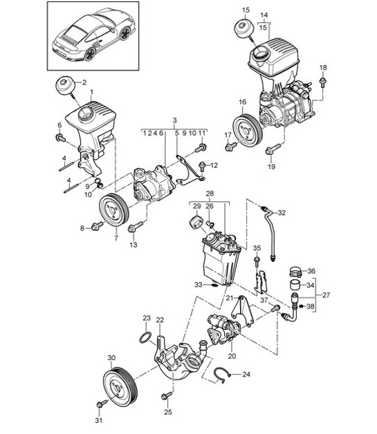 Diagram 403-003 Porsche Macan Petrol 2.0L V4 237Bhp Front Axle, Steering 