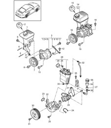 Dirección asistida / Contenedor bomba de dirección asistida 997.2 Turbo / GT2 RS 2010-13 Dirección asistida / Contenedor bomba de dirección asistida 997.2 Turbo / GT2 RS 2010-13