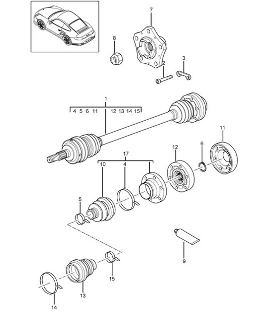 Diagram 501-005 Porsche Cayenne 92A (958) 2010-2017 Rear Axle