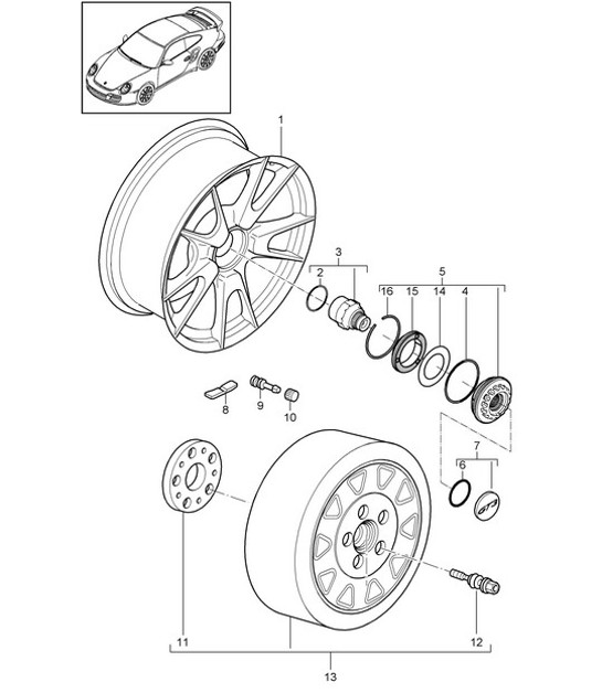 Diagram 601-002 Porsche 911 & 912 (1965-1989) Wheels, Brakes