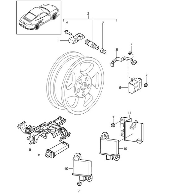 Diagram 601-005 Porsche 992 (911) MK1 2019-2024 Wheels, Brakes