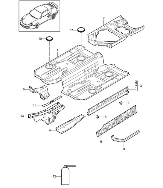 Diagram 801-020 Porsche Panamera Turbo V8 4.8L (520Hp) Body