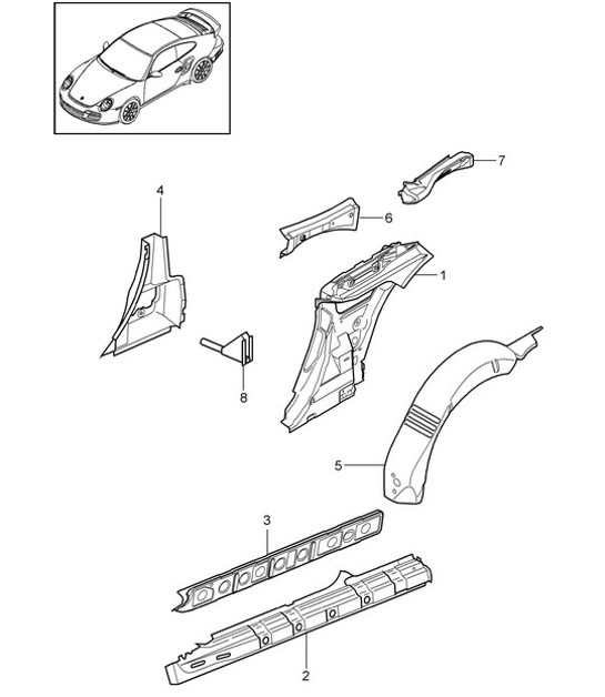 Diagram 801-060 Porsche 996 C4 3.4L 1997-08/01 Body