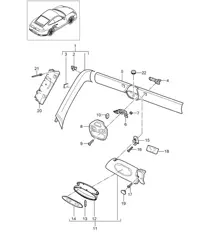 Montante A / Cornice parabrezza / Alette parasole 997.2 Turbo / GT2 RS 2010-13