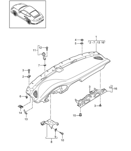 Diagram 809-000 Porsche 997 (911) MK2 2009-2012 Body
