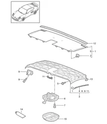 Telaio superiore / Telaio tetto / Gancio / Lubrificanti - ANTERIORE, CABRIO - 997.2 Turbo 2010-13