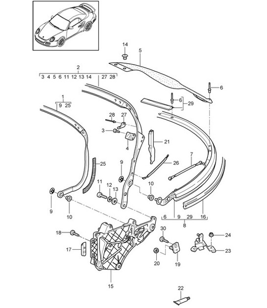 Diagram 811-010 Porsche Cayman S 3.4L 987C 2005-08 Body