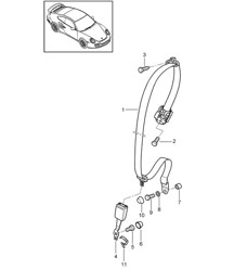 Cintura di sicurezza posteriore - COUPE - 997.2 Turbo / GT2 RS 2010-13 Cintura di sicurezza posteriore - COUPE - 997.2 Turbo / GT2 RS 2010-13