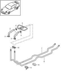 Sistema di riscaldamento 1 / Linea di alimentazione / Linea di ritorno 997.2 Turbo / GT2 RS 2010-13 Sistema di riscaldamento 1 / Linea di alimentazione / Linea di ritorno 997.2 Turbo / GT2 RS 2010-13