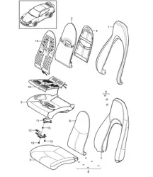 Schaumstoffteil / Bezug / Standardsitz / Komfortsitz 997.2 Turbo / GT2 RS 2010-2013