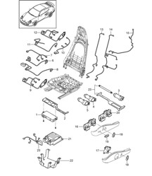 Cablaggi elettrici / Interruttore / Centralina / Motore elettrico / Sedile standard / Sedile comfort 997.2 Turbo / GT2 RS 2010-13