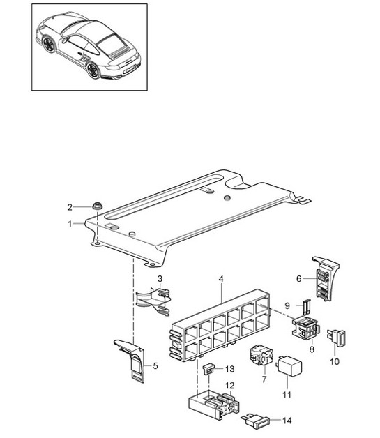 Diagram 902-001 Porsche Cayman 2.7L 987C 2006-08 Equipo eléctrico