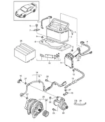 Batterie / Distributeur de courant / Démarreur / Alternateur / Coupe-batterie 997.2 Turbo / GT2 RS 2010-13
