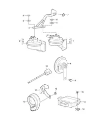 Fanfare / Signal horn / alarm system 997.2 Turbo / GT2 RS 2010-13