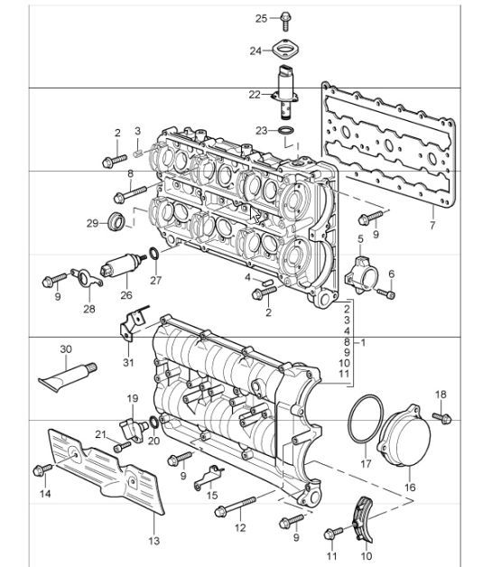 Diagram 103-10 Porsche 911 1975-1977 3.0L Turbo (930) Engine