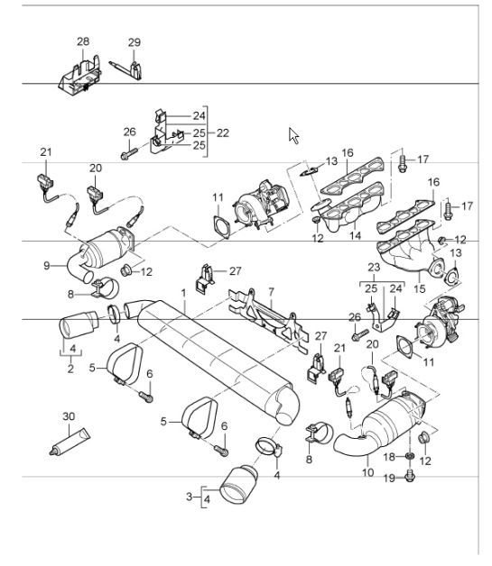 Diagram 202-02 Porsche 911 1984-1986 3.2L Fuel System, Exhaust System