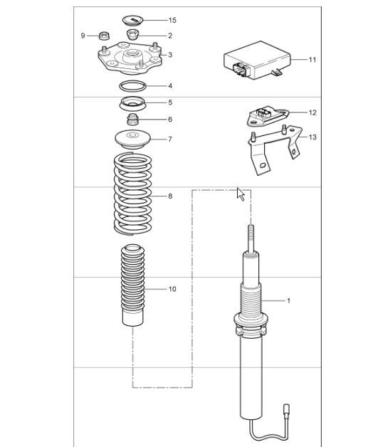 Diagram 402-01 Porsche Cayenne 92A (958) 2010-2017 Front Axle, Steering 