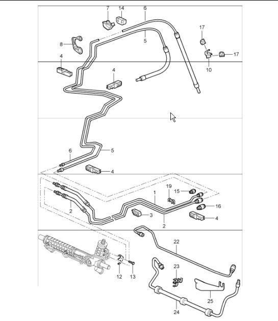 Diagram 403-01 Porsche Boxster GTS 718 2.5L Manual (365 Bhp) Front Axle, Steering 