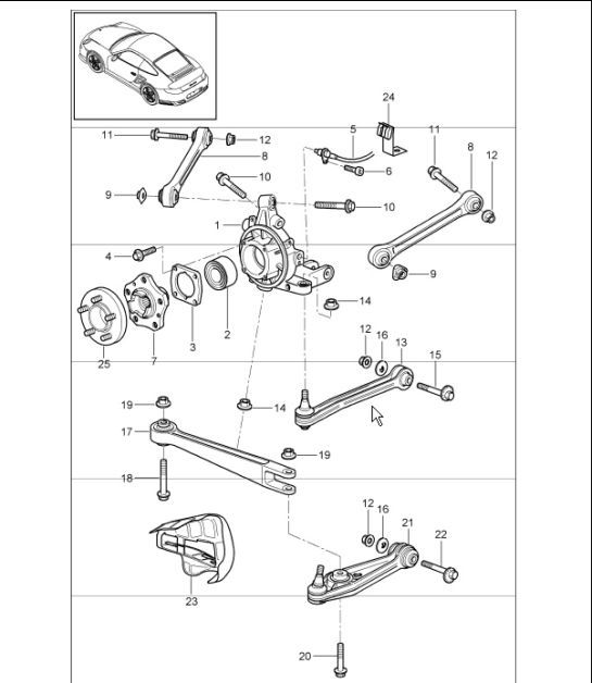 Diagram 501-00 Porsche Boxster 986/987/981 (1997-2016) Rear Axle