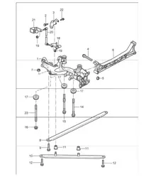 essieu arrière, partie latérale et support 997.1 TURBO 2007-09