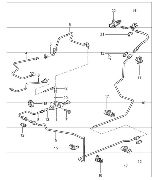 Diagram 702-10 Porsche Cayenne GTS V8 4.8L Petrol 400HP Hand Lever System, Pedal Cluster 