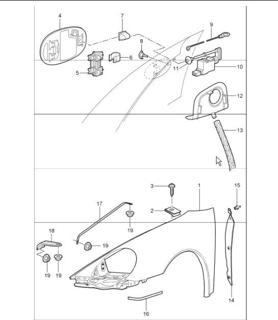 Diagram 801-40 Porsche Cayman S 3.4L 987C 2005-08 Body