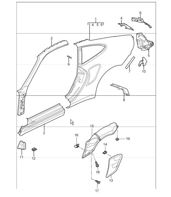 Diagram 801-55 Porsche Macan (95B) MK1 (2014-2018) Body