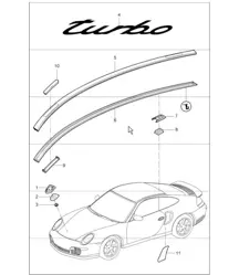 insignes, garnitures décoratives et film pare-pierres pour 997.1 TURBO 2007-09