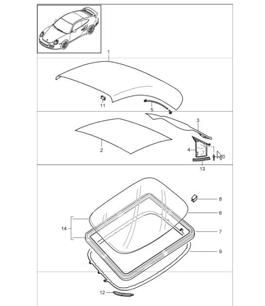 Diagram 811-10 Porsche Cayman 987C/981C (2005-2016) Body
