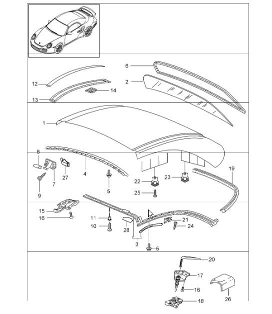 Diagram 811-16 Porsche Cayenne 9PA1 (957) 2007-2010 Body