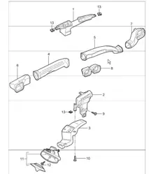 air distributor, passenger compartment 997.1 TURBO 2007-09