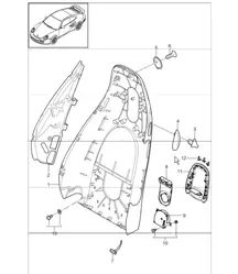 backrest shell, standard seat and comfort seat 997.1 TURBO COUPE / CABRIO 2007-09