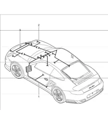 wiring harnesses: passenger compartment FRONT, luggage compartment, lining, front, airbag, seat-belt tensioner, repair kits, shock absorber, anti-lock brake system, brake pad wear indicator, front axle for 997.1 TURBO 2007-09
